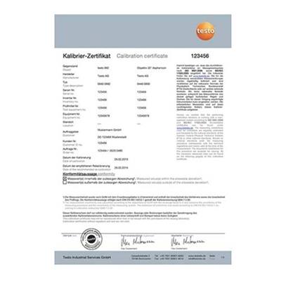 ISO - Kalibrační certifikát obj.č.: 0520 0490